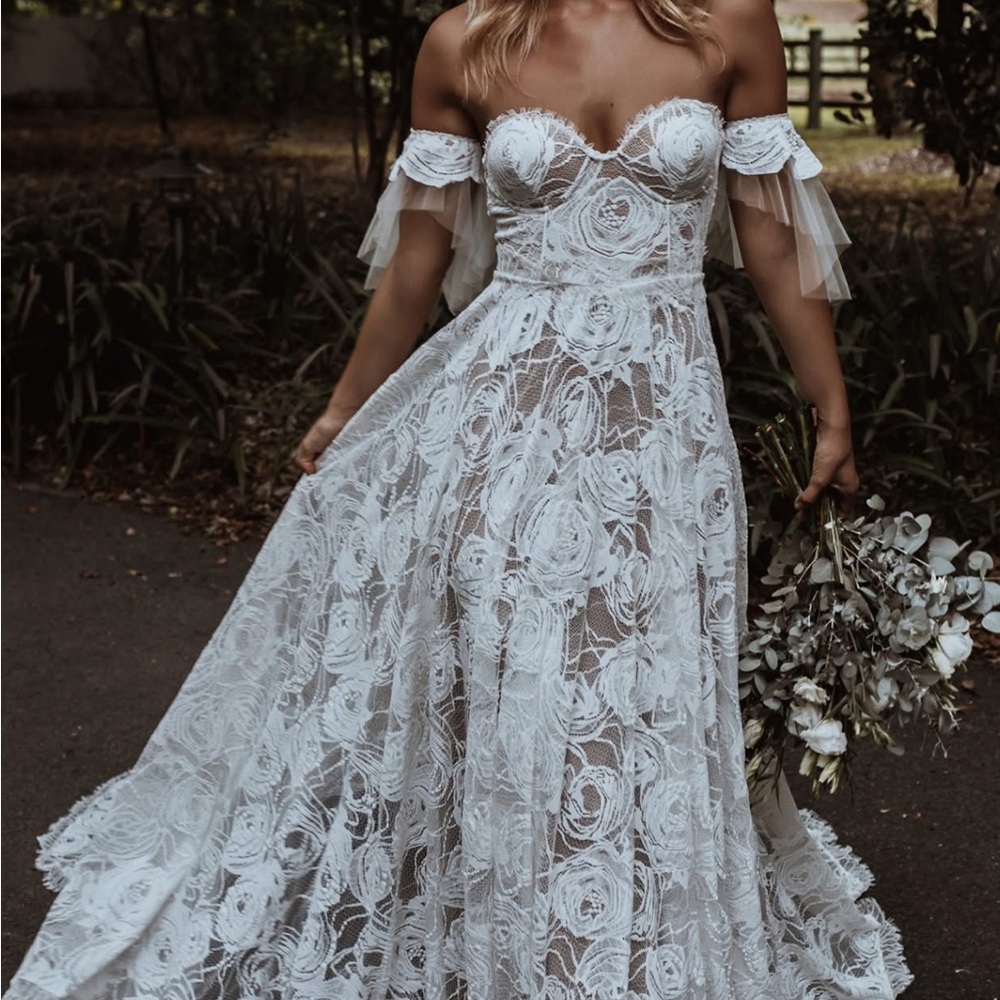 Grace Loves Lace White Floral Strapless Wedding Dress